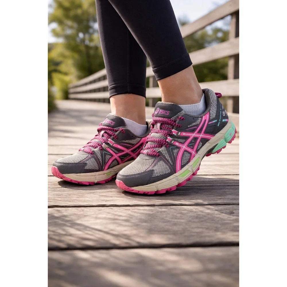 ASICS Gel Kahuna 8 Womens 6.5 Gray Pink‎ Running Shoes Athletic Comfort Training